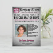 新聞のフロントページ 誕生日パーティーの招待状 招待状 (スタンド正面)