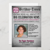 新聞のフロントページ 誕生日パーティーの招待状 招待状 (正面/裏面)