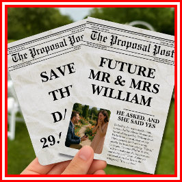 新聞のブラックアンドホワイトの楽しい写真でお届けする、保存日 招待状