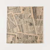 新聞のページとアンティーク広告の。ヴィンテージ タペストリー (正面(横))