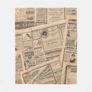 新聞のページにアンティーク広告のページ。ヴィンテージ  フリースブランケット