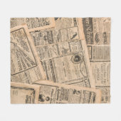 新聞のページにアンティーク広告のページ。ヴィンテージ  フリースブランケット (正面(横))