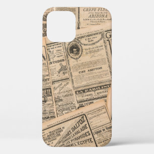 新聞のページにアンティーク広告のページ。ヴィンテージ iPhone 12ケース