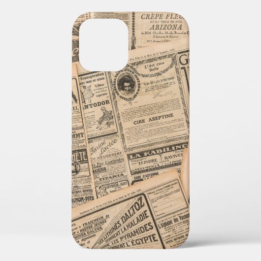 新聞のページにアンティーク広告のページ。ヴィンテージ Case-Mate iPhoneケース (裏面)