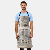 新聞のページにアンティーク広告のページ。女性の  エプロン (着用した状態)