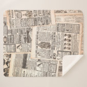 新聞のページにアンティーク広告のページ。女性の  シェルパブランケット (正面(横))