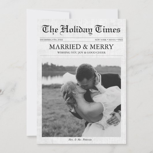 新聞のメリークリスマスと結婚した3枚の写真 シーズンカード (正面)