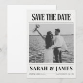 新聞のユニークな写真の結婚式 セーブザデート (正面/裏面)