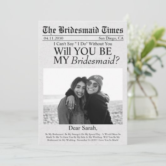 新聞のユニークカスタム写真の花嫁の提案 招待状 (スタンド正面)