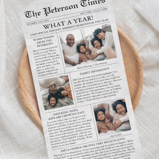 新聞のユニーククリスマス写真コラージュ オールインワン招待状