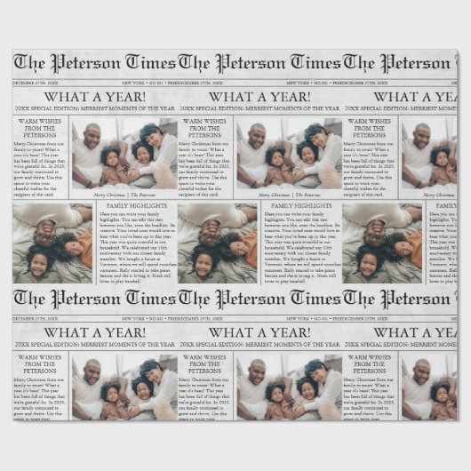 新聞のユニーククリスマス写真コラージュ ラッピングペーパー (フラット)