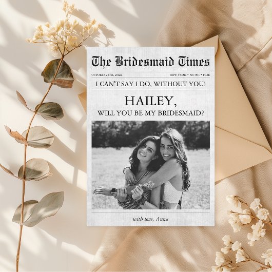 新聞のユニーク花嫁介添人の提案写真 招待状