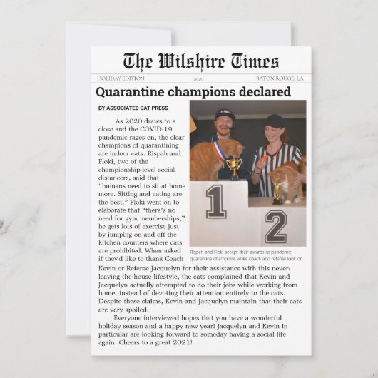 新聞の休暇お知らせカードまたは発表カード シーズンカード (正面)