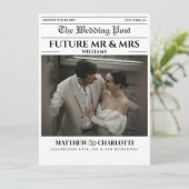新聞の保存日付の結婚カード セーブザデート (スタンド正面)