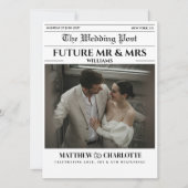 新聞の保存日付の結婚カード セーブザデート (正面)
