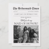 新聞の写真を使ったユニークなブライズメイドへのプロポーズ 招待状 (正面)