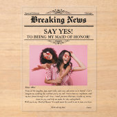 新聞の写真メイド・オブ・オーナー（花嫁付き添い人）または花嫁 アクリル招待状 (正面)