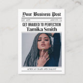 新聞の名刺、アフリカのヘアブレイディング コーリングカード (正面)