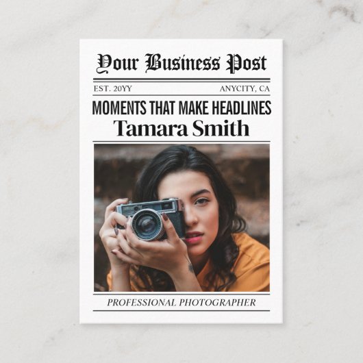新聞の名刺、プロフェッショナル写真家 コーリングカード (正面)