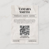 新聞の名刺、プロフェッショナル写真家 コーリングカード (裏面)