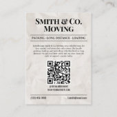 新聞の名刺、梱包および移動サービス コーリングカード (裏面)