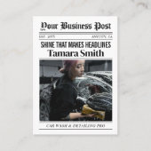 新聞の名刺、洗車と自動車の詳細 コーリングカード (正面)