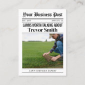 新聞の名刺、芝生気にと造園 コーリングカード (正面)