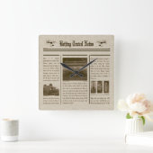 新聞の壁掛け時計 スクエア壁時計 (ホーム)