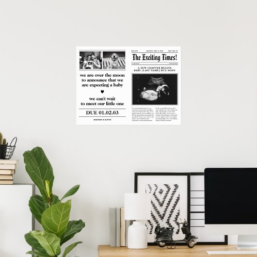 新聞の妊娠発表が半分に折れる ポスター (ホームオフィス)