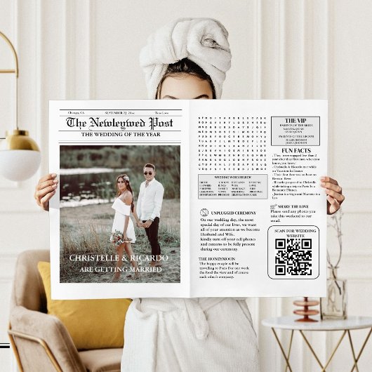 新聞の結婚お知らせ＆プログラムのインフォグラフィック 招待状