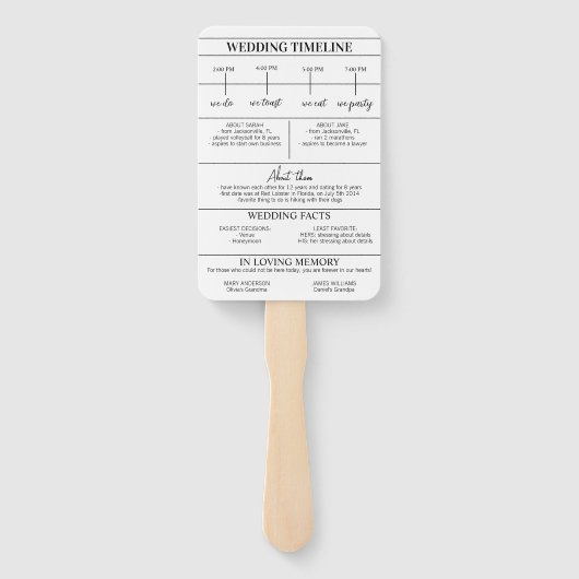 新聞の結婚式の日プログラム結婚のタイムライン ハンドファン (裏面)