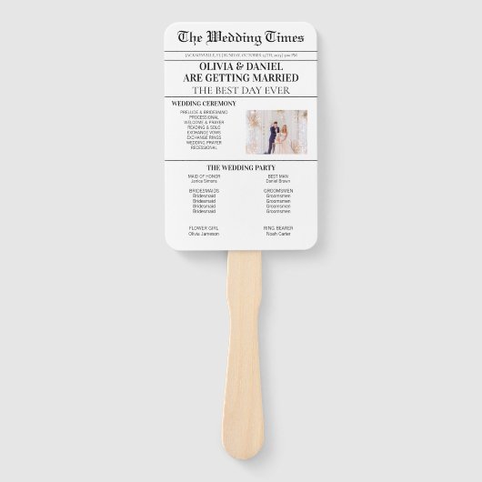 新聞の結婚式の日プログラム結婚のタイムライン ハンドファン (正面)