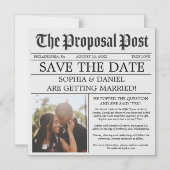 新聞の結婚式は日付の磁石を保存 マグネット招待状 (正面)