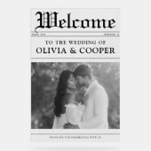 新聞の結婚式ウェルカムサイン アクリルサイン (正面)