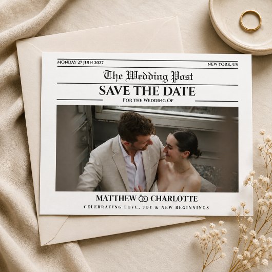新聞の結婚式延期日案内状 セーブザデート