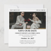 新聞の結婚式延期通知 セーブザデート (裏面)