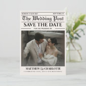 新聞の結婚式日程お知らせ ベージュカード セーブザデート (スタンド正面)