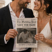 新聞の結婚式日程お知らせ ベージュカード セーブザデート