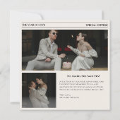 新聞の結婚式日程お知らせ ベージュカード セーブザデート (裏面)