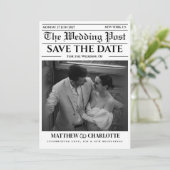 新聞の結婚式日程お知らせ 黒白 カード (スタンド正面)