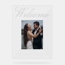 新聞の結婚式 エレガントなスクリプト 1 写真 ウェルカム アクリルサイン