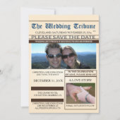 新聞の結婚式・Save The Dateのお知らせ 招待状 (正面)
