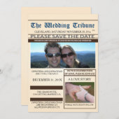 新聞の結婚式・Save The Date発表 招待状 (正面/裏面)