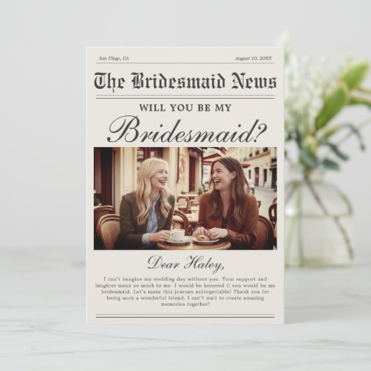 新聞の花嫁代理人の提案カード 招待状 (スタンド正面)