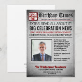 新聞の表紙スタイルの誕生日パーティー招待状 招待状 (正面/裏面)