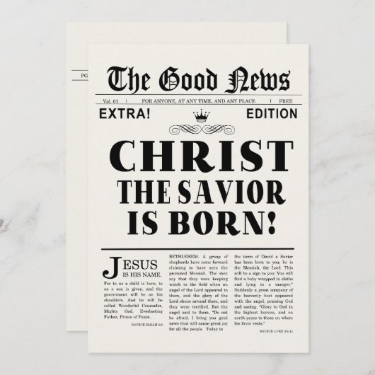 新聞の見出語のクリスマスの写真カード シーズンカード (正面/裏面)