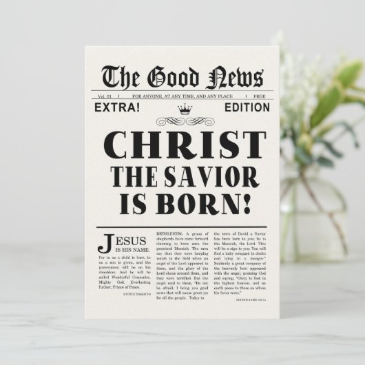 新聞の見出語のクリスマスの写真カード シーズンカード (スタンド正面)