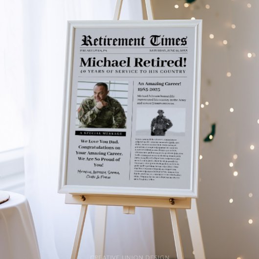 新聞の退職記念ポスター 軍人・退役軍人用フォームポスター ポスター