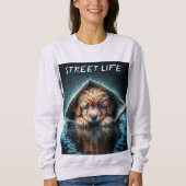 新聞の避難所の下で愛らしい濡れたワンちゃん スウェットシャツ (正面)