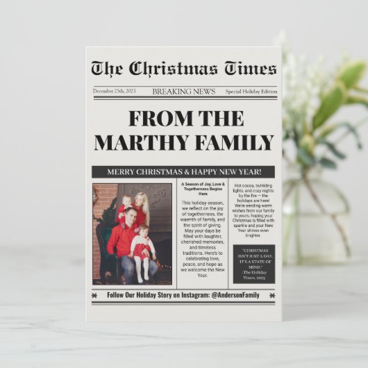 新聞の1年の振り返り写真コラージュ クリスマス シーズンカード (スタンド正面)